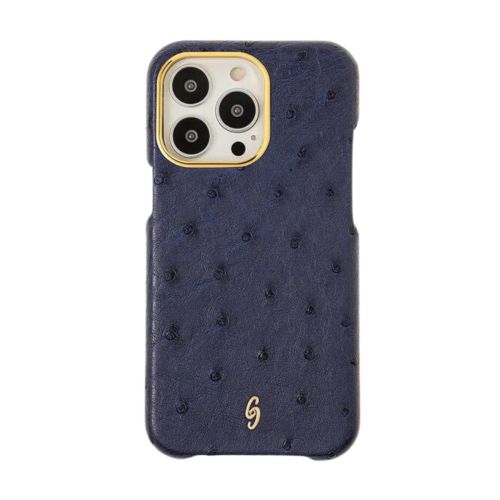 Gatti Classic Ostrich Case for iPhone 13 Pro Max - Gold Blue