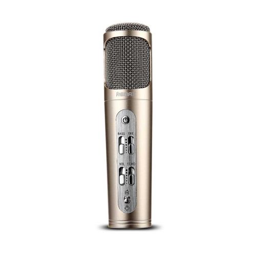 Remax K02 Microphone Portable Singing Player Noise Canceling Microphone - Gold